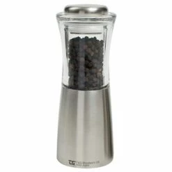 T&G CrushGrind Apollo Brushed Stainless Steel And Acrylic Pepper Mill