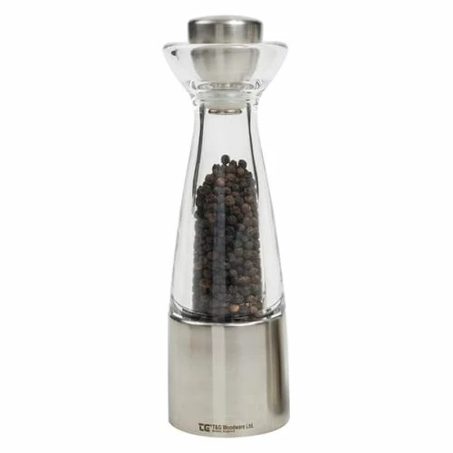 T&G CrushGrind Stockholm Brushed Stainless Steel And Acrylic Pepper Mill