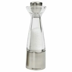 T&G CrushGrind Stockholm Brushed Stainless Steel And Acrylic Salt Mill