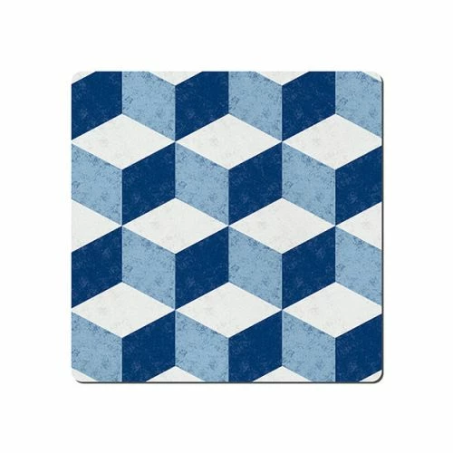 Denby Blue Geometric Square Set Of 6 Placemats - Image 2