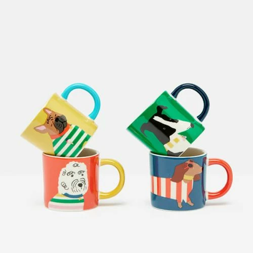 Joules Brightside Dog Set Of 4 Espresso Cuppers - Image 2