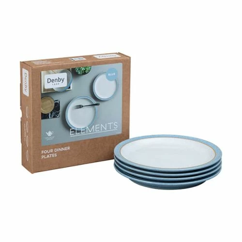 Denby Elements Blue Set Of 4 Dinner Plates - Image 2