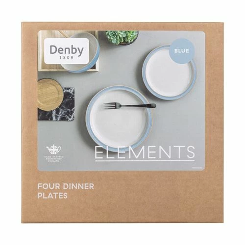 Denby Elements Blue Set Of 4 Dinner Plates - Image 3