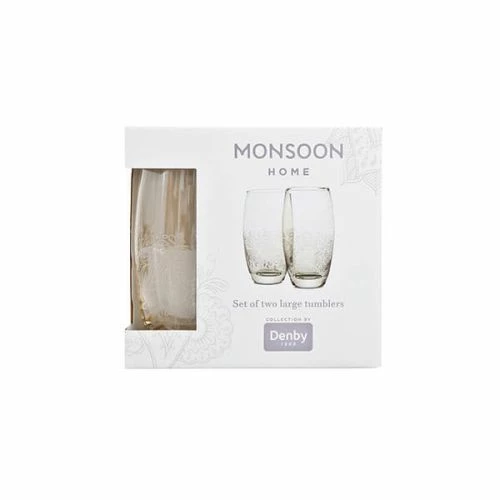 Denby Monsoon Lucille Gold Set Of 2 Large Tumblers - Image 2