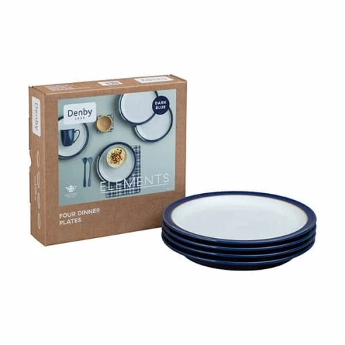 Denby Elements Dark Blue Set Of 4 Dinner Plates - Image 2