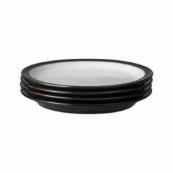 Denby Elements Black Set Of 4 Dinner Plates