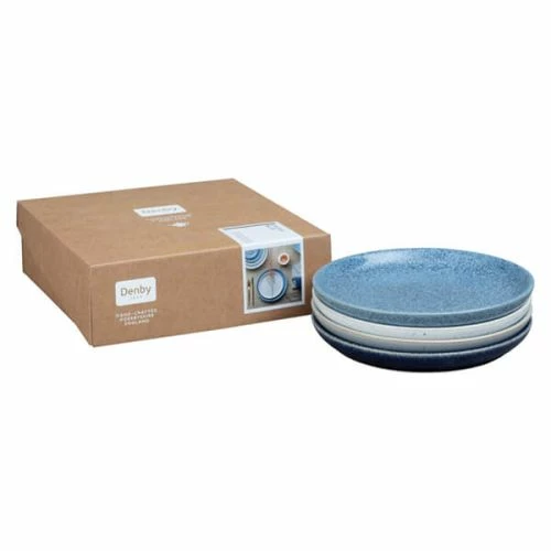 Denby Studio Blue 4 Piece Medium Coupe Plate Set - Image 2