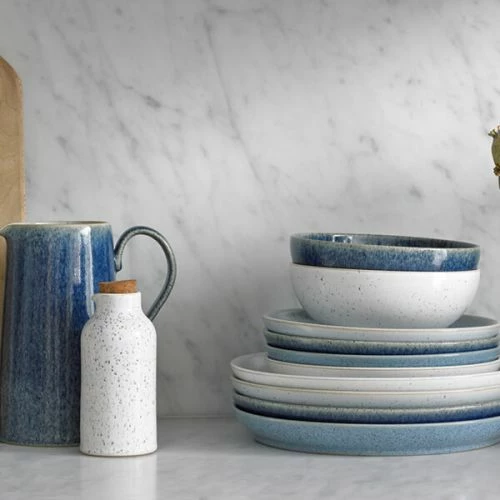 Denby Studio Blue 4 Piece Medium Coupe Plate Set - Image 4