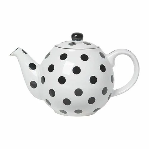 London Pottery Globe 2 Cup Teapot White With Black Spots