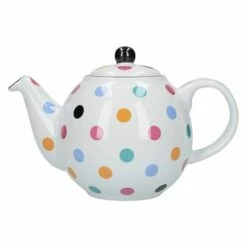 London Pottery Globe 6 Cup Teapot White With Multi Spots