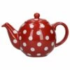 London Pottery Globe 6 Cup Teapot Red With White Spots