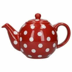 London Pottery Globe 6 Cup Teapot Red With White Spots
