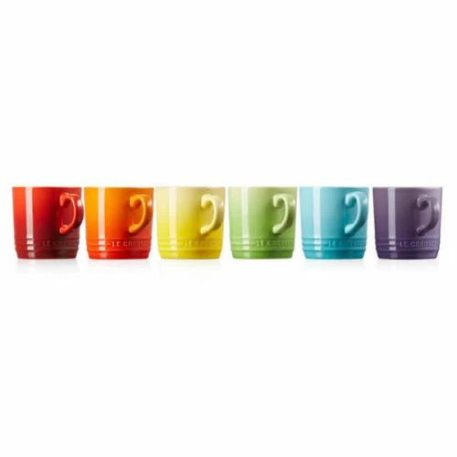 Le Creuset Stoneware Set Of 6 Rainbow Cappuccino Mugs - Image 3