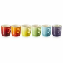 Le Creuset Stoneware Set Of 6 Rainbow Cappuccino Mugs