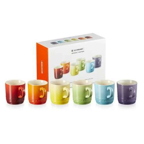 Le Creuset Stoneware Set Of 6 Rainbow Cappuccino Mugs - Image 4