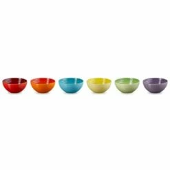 Le Creuset Stoneware Set Of 6 Rainbow Snack Bowls 330ml