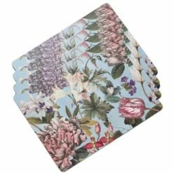 Royal Botanic Gardens Kew Bee Floral Rectangle Corkback Placemat Pack Of 4