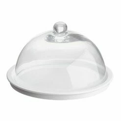 Cheese Platter White & Glass Dome