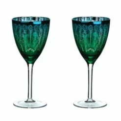 Artland Peacock Set Of 2 Wine Glasses
