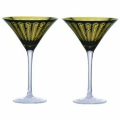 Artland Set Of 2 Midnight Peacock Cocktail Glasses