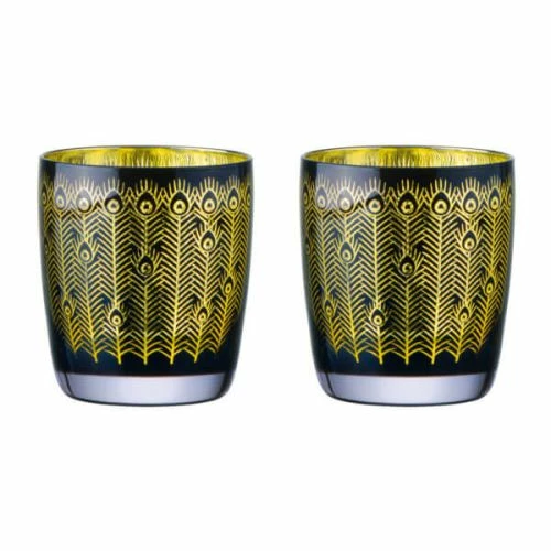 Artland Set Of 2 Midnight Peacock DOF Tumblers