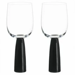Anton Studios Oslo Set Of 2 Wine Glasses Black