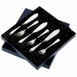 Arthur Price Of England Rattail Sovereign Stainless Steel Set Of 6 Pairs Of Fish Eaters