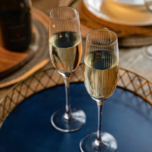 BarCraft Ridged Champagne Flutes Set Of 2 - Image 3