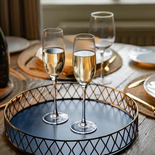 BarCraft Ridged Champagne Flutes Set Of 2 - Image 4