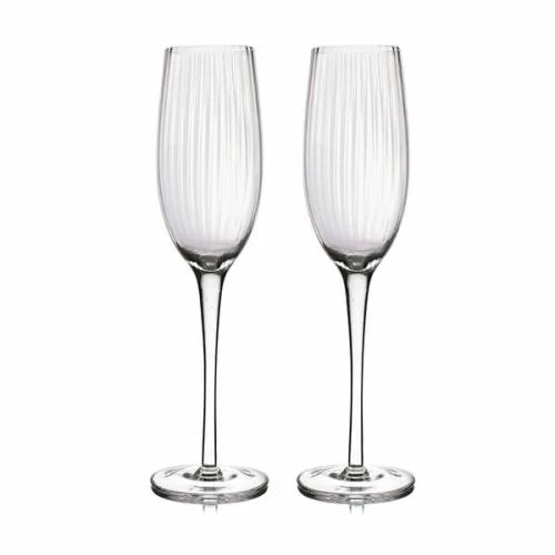 BarCraft Ridged Champagne Flutes Set Of 2