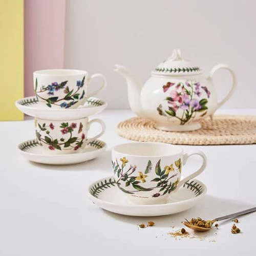 Portmeirion Botanic Garden Teacup & Saucer Traditional Set Of 6 - Image 2