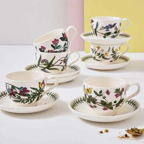 Portmeirion Botanic Garden Teacup & Saucer Traditional Set Of 6 - Image 4