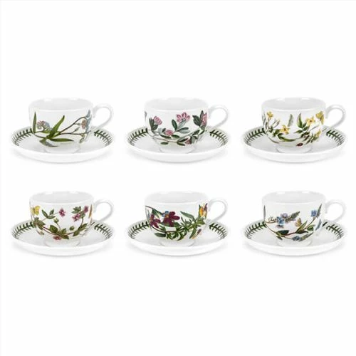 Portmeirion Botanic Garden Breakfast Cup & Saucer Set Of 6