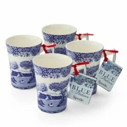 Spode Blue Italian Set Of 4 Cottage Mugs