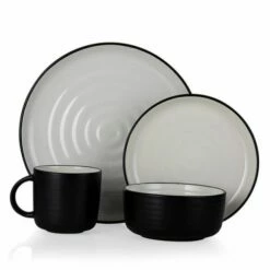 Barbary & Oak Cascade 16 Piece Dinnerware Set Black
