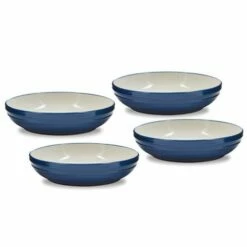 Barbary & Oak Foundry Pasta Bowls, Set Of 4 Blue
