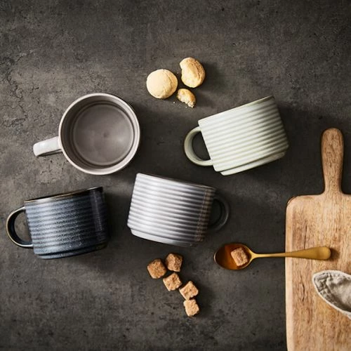 Barbary & Oak Totem Stacking Mugs, Set Of 4 - Reactive Glaze - Image 5