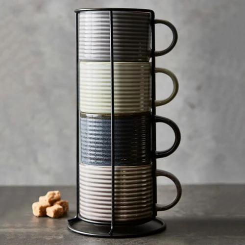 Barbary & Oak Totem Stacking Mugs, Set Of 4 - Reactive Glaze - Image 6