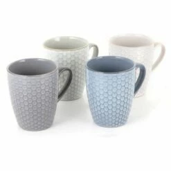 Barbary & Oak Reef Honeycomb Mug, Set Of 4 - Reactive Glaze