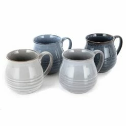 Barbary & Oak Abyss Round Mug, Set Of 4 - Reactive Glaze