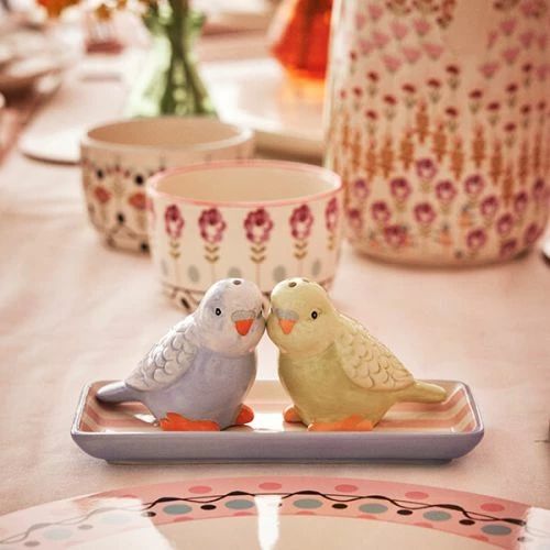 Cath Kidston Painted Table Ceramic Budgie Salt & Pepper Shaker Set - Image 4