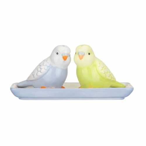 Cath Kidston Painted Table Ceramic Budgie Salt & Pepper Shaker Set