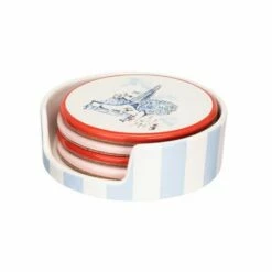 Cath Kidston London Ceramic Coasters In Holder