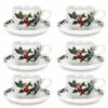 Portmeirion The Holly & The Ivy Set Of 6 Tea Cup & Saucers