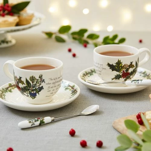 Portmeirion The Holly & The Ivy Set Of 6 Tea Cup & Saucers - Image 4