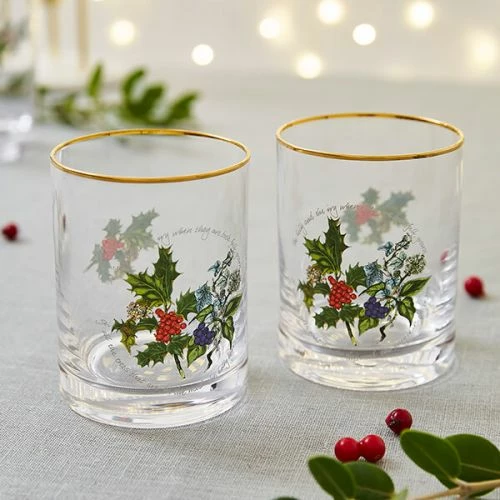 Portmeirion The Holly & The Ivy Set Of 4 Double Old Fashion Glasses - Image 2