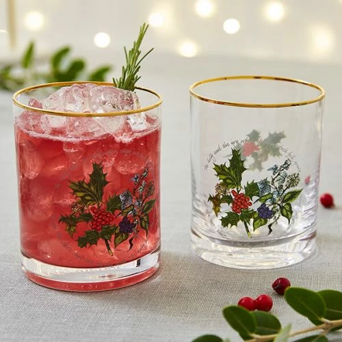 Portmeirion The Holly & The Ivy Set Of 4 Double Old Fashion Glasses - Image 3