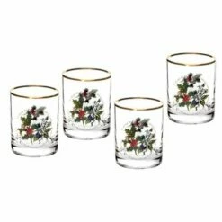 Portmeirion The Holly & The Ivy Set Of 4 Double Old Fashion Glasses