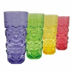 Bar Bespoke Coloured Tiki Highball Glass 4 Pack