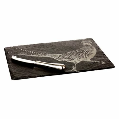 The Just Slate Company Pheasant Slate Cheese Board & Knife Gift Set - Image 2